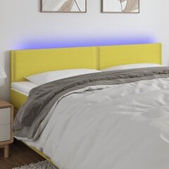 vidaXL gultas galvgalis ar LED, 160x5x78/88 cm, zaļš audums цена и информация | Кровати | 220.lv