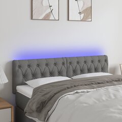 vidaXL gultas galvgalis ar LED, 160x7x78/88 cm, tumši pelēks audums цена и информация | Кровати | 220.lv