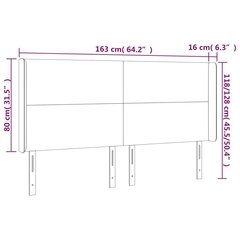 vidaXL gultas galvgalis ar LED, 163x16x118/128 cm, pelēkbrūns audums cena un informācija | Gultas | 220.lv