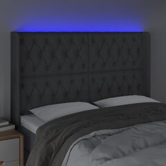 vidaXL gultas galvgalis ar LED, 163x16x118/128 cm, tumši pelēks audums цена и информация | Кровати | 220.lv