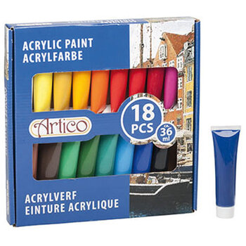 Akrila krāsas Artico, 18 krāsas, 36 ml cena un informācija | Modelēšanas un zīmēšanas piederumi | 220.lv