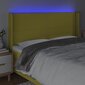 vidaXL gultas galvgalis ar LED, 163x16x118/128 cm, zaļš audums цена и информация | Gultas | 220.lv