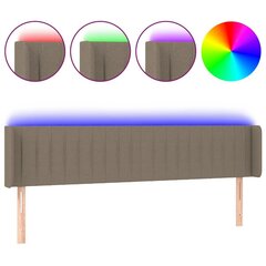 vidaXL gultas galvgalis ar LED, 163x16x78/88 cm, pelēkbrūns audums цена и информация | Кровати | 220.lv