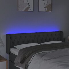vidaXL gultas galvgalis ar LED, 163x16x78/88 cm, tumši pelēks audums cena un informācija | Gultas | 220.lv