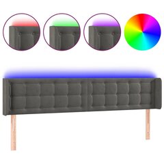 vidaXL gultas galvgalis ar LED, 163x16x78/88 cm, tumši pelēks samts цена и информация | Кровати | 220.lv