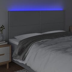 vidaXL gultas galvgalis ar LED, 180x5x118/128 cm, gaiši pelēks audums цена и информация | Кровати | 220.lv