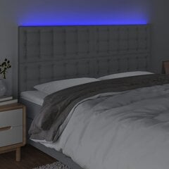 vidaXL gultas galvgalis ar LED, 180x5x118/128 cm, gaiši pelēks audums cena un informācija | Gultas | 220.lv