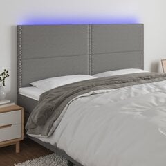 vidaXL gultas galvgalis ar LED, 180x5x118/128 cm, tumši pelēks audums цена и информация | Кровати | 220.lv