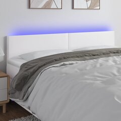 vidaXL gultas galvgalis ar LED, 180x5x78/88 cm, balta mākslīgā āda цена и информация | Кровати | 220.lv