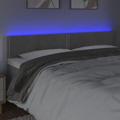 vidaXL gultas galvgalis ar LED, 180x5x78/88 cm, gaiši pelēks samts цена и информация | Кровати | 220.lv