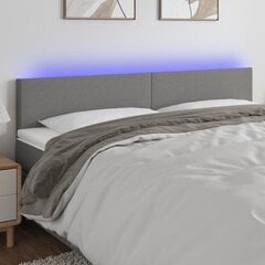 vidaXL gultas galvgalis ar LED, 180x5x78/88 cm, tumši pelēks audums cena un informācija | Gultas | 220.lv