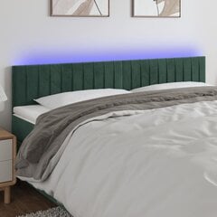vidaXL gultas galvgalis ar LED, 180x5x78/88 cm, tumši zaļš samts цена и информация | Кровати | 220.lv