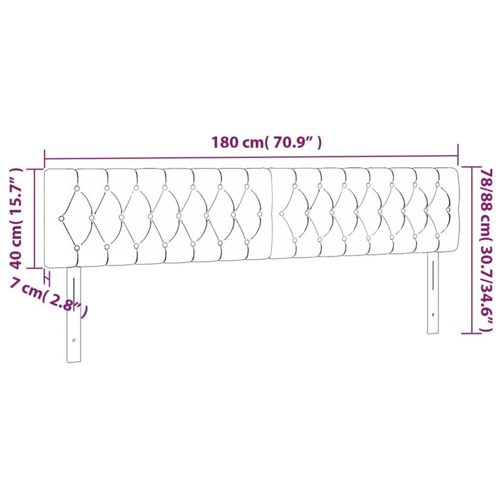 vidaXL gultas galvgalis ar LED, 180x7x78/88 cm, gaiši pelēks samts cena un informācija | Gultas | 220.lv