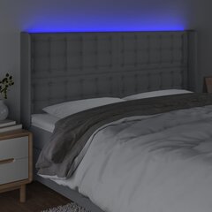 vidaXL gultas galvgalis ar LED, 183x16x118/128 cm, gaiši pelēks audums cena un informācija | Gultas | 220.lv