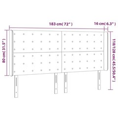 vidaXL gultas galvgalis ar LED, 183x16x118/128 cm, gaiši pelēks audums cena un informācija | Gultas | 220.lv