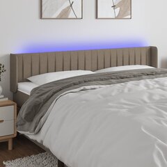 vidaXL gultas galvgalis ar LED, 183x16x78/88 cm, pelēkbrūns audums cena un informācija | Gultas | 220.lv
