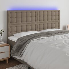 vidaXL gultas galvgalis ar LED, 200x5x118/128 cm, pelēkbrūns audums cena un informācija | Gultas | 220.lv