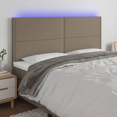 vidaXL gultas galvgalis ar LED, 200x5x118/128 cm, pelēkbrūns audums цена и информация | Кровати | 220.lv