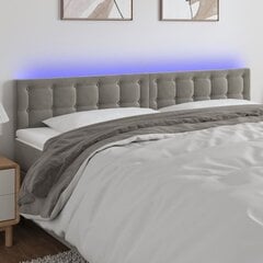 vidaXL gultas galvgalis ar LED, 200x5x78/88 cm, gaiši pelēks samts цена и информация | Кровати | 220.lv