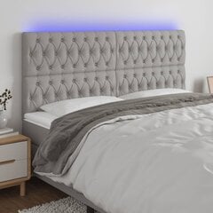 vidaXL gultas galvgalis ar LED, 200x7x118/128 cm, gaiši pelēks audums цена и информация | Кровати | 220.lv