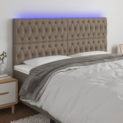 vidaXL gultas galvgalis ar LED, 200x7x118/128 cm, pelēkbrūns audums цена и информация | Кровати | 220.lv