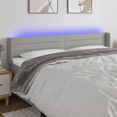vidaXL gultas galvgalis ar LED, 203x16x78/88 cm, gaiši pelēks audums cena un informācija | Gultas | 220.lv