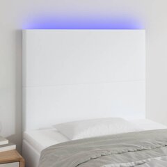 vidaXL gultas galvgalis ar LED, 80x5x118/128 cm, balta mākslīgā āda цена и информация | Кровати | 220.lv