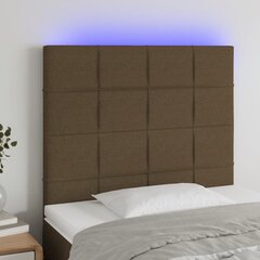 vidaXL gultas galvgalis ar LED, 80x5x118/128 cm, tumši brūns audums цена и информация | Кровати | 220.lv