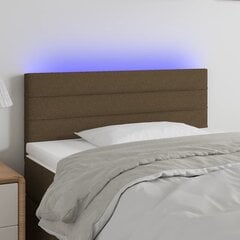 vidaXL gultas galvgalis ar LED, 80x5x78/88 cm, tumši brūns audums cena un informācija | Gultas | 220.lv