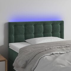 vidaXL gultas galvgalis ar LED, 80x5x78/88 cm, tumši zaļš samts cena un informācija | Gultas | 220.lv