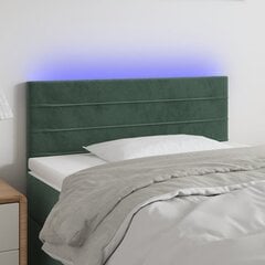 vidaXL gultas galvgalis ar LED, 80x5x78/88 cm, tumši zaļš samts цена и информация | Кровати | 220.lv