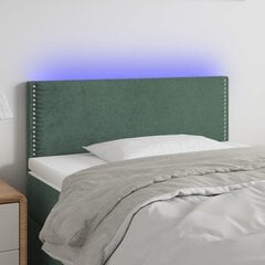 vidaXL gultas galvgalis ar LED, 80x5x78/88 cm, tumši zaļš samts cena un informācija | Gultas | 220.lv