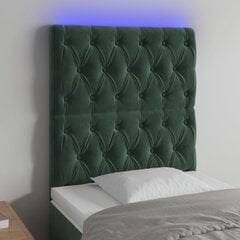 vidaXL gultas galvgalis ar LED, 80x7x118/128 cm, tumši zaļš samts cena un informācija | Gultas | 220.lv