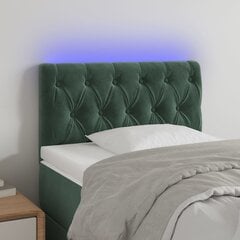 vidaXL gultas galvgalis ar LED, 80x7x78/88 cm, tumši zaļš samts цена и информация | Кровати | 220.lv