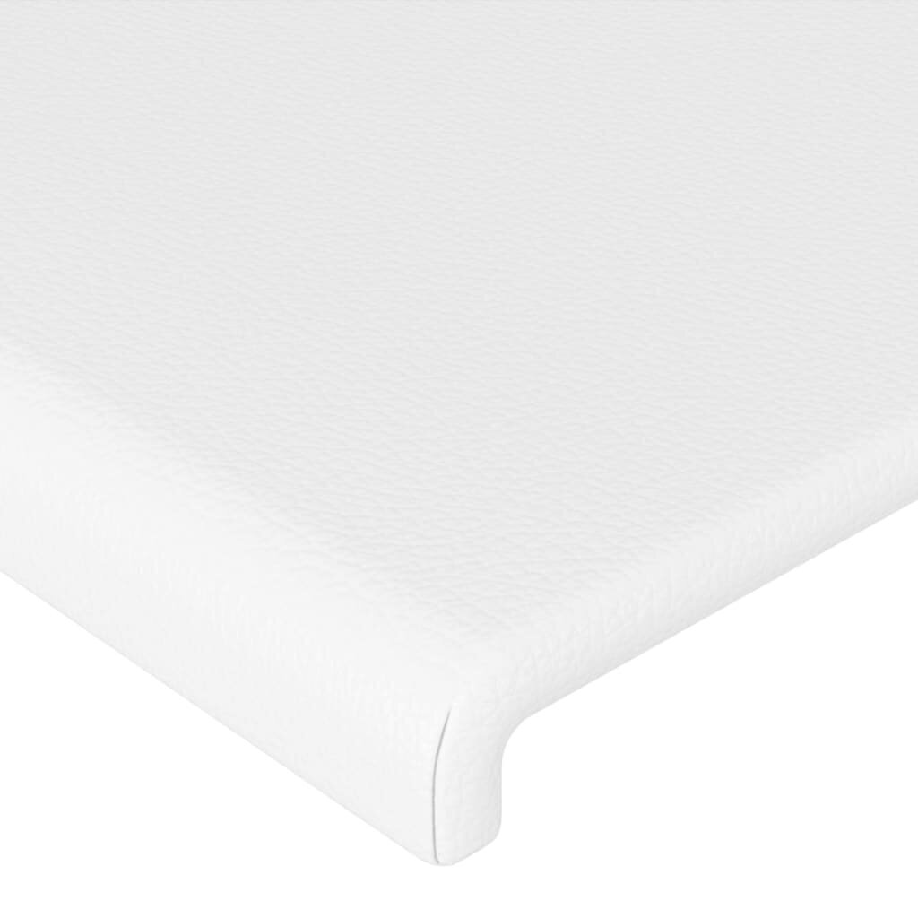 vidaXL gultas galvgalis ar LED, 83x16x118/128 cm, balta mākslīgā āda cena un informācija | Gultas | 220.lv