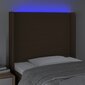 vidaXL gultas galvgalis ar LED, 83x16x118/128 cm, tumši brūns audums cena un informācija | Gultas | 220.lv