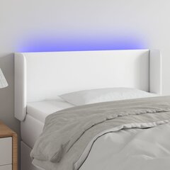 vidaXL gultas galvgalis ar LED, 83x16x78/88 cm, balta mākslīgā āda цена и информация | Кровати | 220.lv