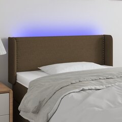 vidaXL gultas galvgalis ar LED, 83x16x78/88 cm, tumši brūns audums cena un informācija | Gultas | 220.lv