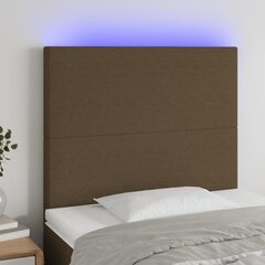 vidaXL gultas galvgalis ar LED, 90x5x118/128 cm, tumši brūns audums цена и информация | Кровати | 220.lv