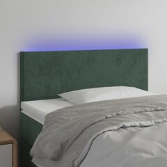 vidaXL gultas galvgalis ar LED, 90x5x78 cm, tumši zaļš samts cena un informācija | Gultas | 220.lv