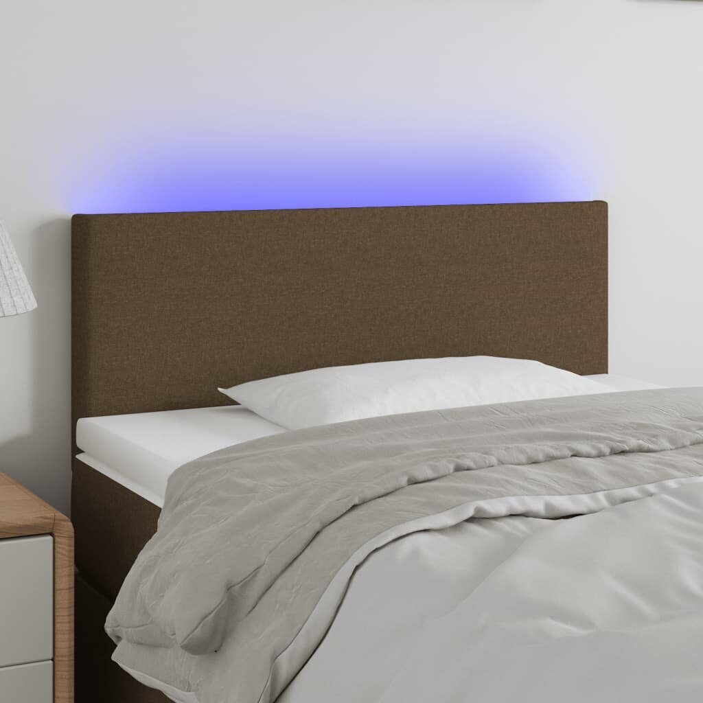 vidaXL gultas galvgalis ar LED, 90x5x78/88 cm, tumši brūns audums cena un informācija | Gultas | 220.lv