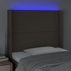 vidaXL gultas galvgalis ar LED, 93x16x118/128 cm, pelēkbrūns audums cena un informācija | Gultas | 220.lv