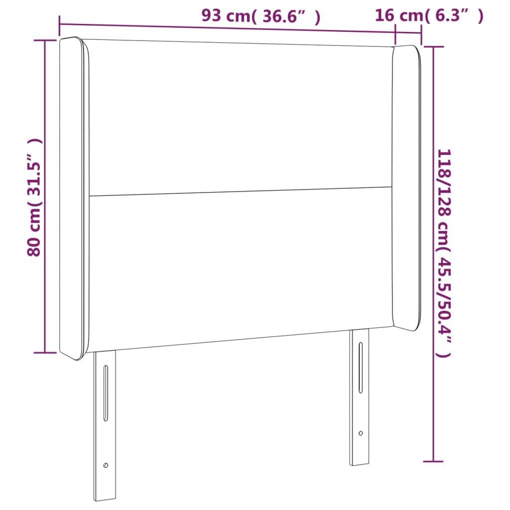 vidaXL gultas galvgalis ar LED, 93x16x118/128 cm, tumši brūns audums cena un informācija | Gultas | 220.lv