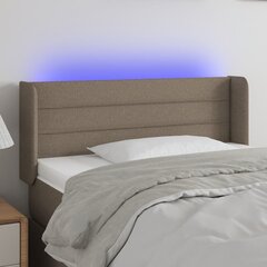 vidaXL gultas galvgalis ar LED, 93x16x78/88 cm, pelēkbrūns audums cena un informācija | Gultas | 220.lv