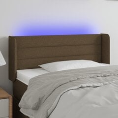 vidaXL gultas galvgalis ar LED, 93x16x78/88 cm, tumši brūns audums cena un informācija | Gultas | 220.lv