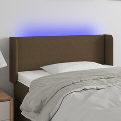 vidaXL gultas galvgalis ar LED, 93x16x78/88 cm, tumši brūns audums cena un informācija | Gultas | 220.lv