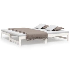 vidaXL izvelkama gulta, balta, 2x(75x190) cm, priedes masīvkoks cena un informācija | Gultas | 220.lv