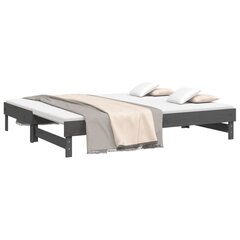 vidaXL izvelkama gulta, pelēka, 2x(100x200) cm, priedes masīvkoks cena un informācija | Gultas | 220.lv
