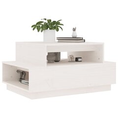vidaXL kafijas galdiņš, balts, 80x55x40,5 cm, priedes masīvkoks cena un informācija | Žurnālgaldiņi | 220.lv