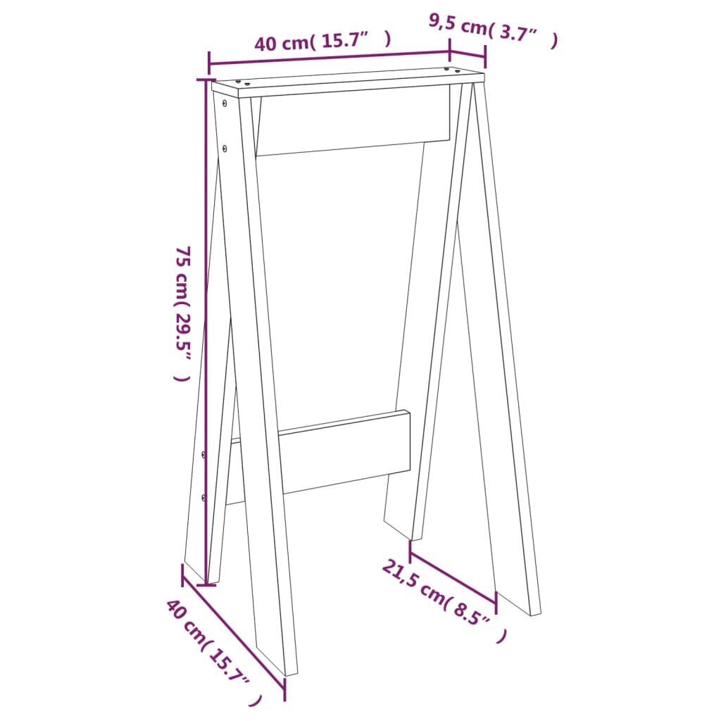 vidaXL taburetes, 2 gab., 40x40x75 cm, priedes masīvkoks cena un informācija | Virtuves un ēdamistabas krēsli | 220.lv